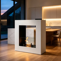 Table de feu extérieure moderne au gaz naturel, construction en acier Corten, taille personnalisable