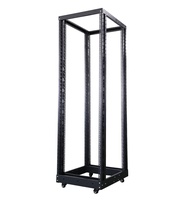 LE Rack de serveur en acier laminé à froid SPCC 19 pouces 18U-47U avec 4 poteaux et 4 roulettes, conception ouverte, en stock