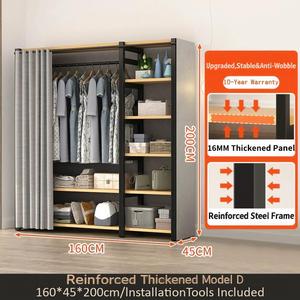 <span class=keywords><strong>Armoire</strong></span> en tissu portable avec <span class=keywords><strong>rideau</strong></span> coulissant, <span class=keywords><strong>armoire</strong></span> de luxe légère, personnalisable sur mesure par l'usine - Product Image 3