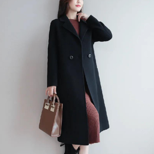 2024 gros hiver femmes mode veste moyen Long Style Double boutonnage à manches longues femmes laine manteau - Product Image 4