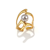 Nouvelle Arrivée Gaovo : Bagues Bicolores Or et Argent avec Perles Sphériques, Bijoux Tendance pour Femme en Acier Inoxydable 304 de Qualité Supérieure