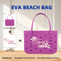 Sac de plage portable en EVA imperméable de couleur unie, grande capacité, impression de logo personnalisé pour femmes, service OEM ODM, directement de l'usine