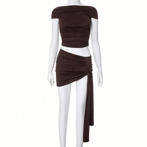 Nuevas Llegadas 2026 Venta al por Mayor Conjunto de Falda de Dos Piezas Elástico Transpirable Casual Sólido para Mujer Estilo <span class=keywords><strong>Boutique</strong></span> de Verano - Product Image 4