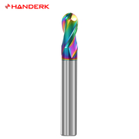HANDERK 2/4Flûte Ballnose Endmills Set Hrc55/65/75 U-groove Ball Nose Fraise avec revêtement DLC pour Machine-outil CNC