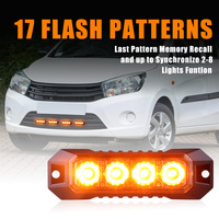 Luces Estroboscópicas LED Ámbar de 4 LED con Función de Sincronización, Ultra Delgadas, de Montaje Superficial, para Camiones, Automóviles, Vehículos, Mini Luz LED para Parrilla