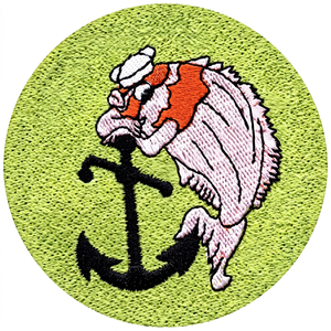 Patch brodé circulaire écologique en toile avec motif Lion et Ancre, thermocollant en tissu tissé pour cadeaux - Product Image 1