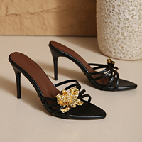 Nouvelles Sandales Élégantes à Talons Hauts Tendance 2026 pour Femmes, Sexy, à Bout Ouvert, avec Décoration Florale Métallique