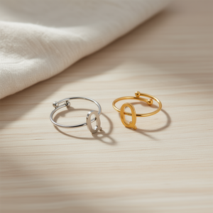 Anello in Acciaio Inossidabile con Lettera G, Gioiello alla Moda, 6mm, Taglia 6 - Product Image 3