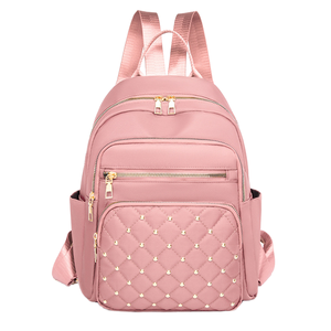 Import Purple Young Feminine Fashionable Small Nylon Printed Waterproof <b>Backpack</b> with Zipper Closure Polyester Lining for Women - Product Image 1
