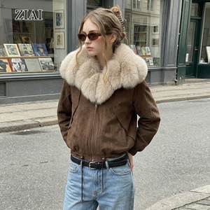 Giacca Invernale da Donna Calda <span class=keywords><strong>e</strong></span> Spessa, Casual, in Finta Pelle Scamosciata Imbottita in Cotone con Grande Collo in <span class=keywords><strong>Pelliccia</strong></span> - Product Image 4