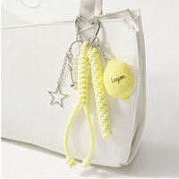 Porte-clés pendentif clochette en cordon tressé avec breloque citron étoile jaune pour femme, décoration de sac à main