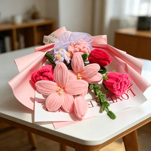 Bouquet de fleurs en chenille fait main - <span class=keywords><strong>Cadeau</strong></span> floral moderne et doux pour la <span class=keywords><strong>Saint</strong></span>-<span class=keywords><strong>Valentin</strong></span>, un <span class=keywords><strong>cadeau</strong></span> éternel pour les amoureux et les amis - Product Image 6