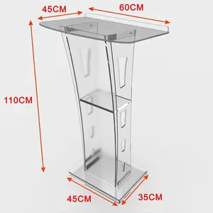 Commercial Hotel Conference Wedding Clear Acrylic Lectern Podium Design Modern Style Podiums For Sale