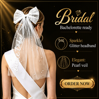 Ensemble 2 pièces Voile, Écharpe et Bandeau pour future mariée, Accessoires de Mariage pour Enterrement de Vie de Jeune Fille et Fête Prénuptiale