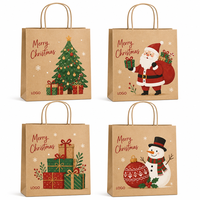 Sac en papier kraft de luxe personnalisé avec poignées, imprimé pour cadeaux de Noël, de Nouvel An et de fête, idéal pour l'emballage artisanal