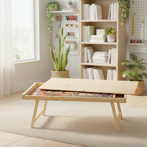 Table de puzzle <span class=keywords><strong>en</strong></span> bois pour bébé<span class=keywords><strong>s</strong></span> et enfants, design rectangulaire, meubles de salon et de chambre à coucher, table de puzzle pliable - Product Image 3