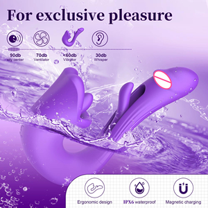 เครื่องนวดกระตุ้นจุดจีแบบสั่นสะเทือนอเนกประสงค์รุ่นใหม่ พร้อมลิ้นเลียแบบแกว่งและเคาะ ทำจากซิลิโคนนุ่ม ของเล่นทางเพศสำหรับผู้หญิง - Product Image 6