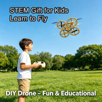Kit de drone en bois EPT DIY, projet scientifique STEM avec moteur 718, ensemble de construction de drone RC éducatif complet de 56 pièces