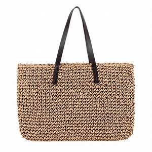 Bolso de Mujer Mori Photo de Gran Capacidad, Tejido con Cuerda de Papel, Cierre de Cremallera, Doble Asa de Hombro, Color Sólido, Tanjing - Product Image 1