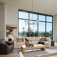 Elégant lustre rond Rhodes avec détails modernes en laiton pour un éclairage luxueux de salon ou de salle à manger