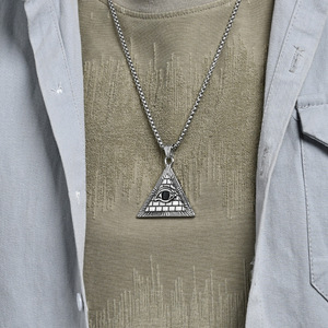 Collier avec pendentif en forme de pyramide égyptienne ancienne, en alliage de zinc doré, bijoux unisexes, cadeau - Product Image 3