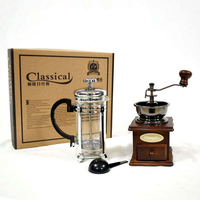 Coffret Cadeau Café en Acier Inoxydable 304 Premium, Logo Personnalisé Imprimé en Letterpress, Moulin à Café Manuel Fait Main, Cadeaux d'Affaires de Luxe Tissés