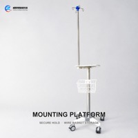 Chariot de ventilation médicale avec plateforme de montage réglable, crochets et panier pour USI, hôpital, clinique, vente en gros, OEM