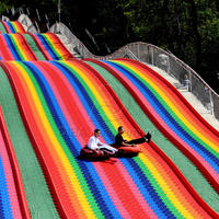 Parc d'attractions Rainbow Snow Slide Slide Dryland Ski Tiles Tapis artificiel Floor Dry Ski Slope