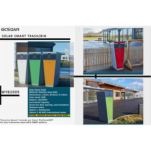 Poubelle intelligente solaire avec détection de mouvement, couvercle à compression des déchets et notifications sans fil - Product Image 1