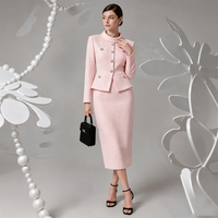 Robe moulante élégante en tweed ZYHT 75327 2026, col carré, taille cintrée, fente latérale, noir, rose, blanc, tenue de soirée haut de gamme pour femmes