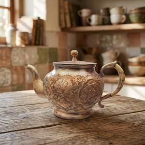 Théière vintage en métal avec couvercle et poignée, design floral décoratif, pots à eau, bouilloires - Product Image 5