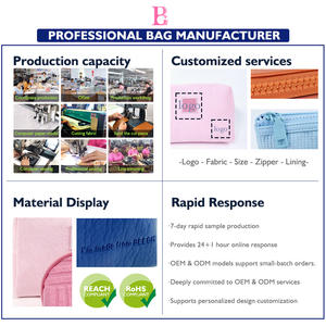 Sac <span class=keywords><strong>de</strong></span> maquillage doux à grande capacité, à fermeture éclair, rayé, en tissu éponge - Product Image 6