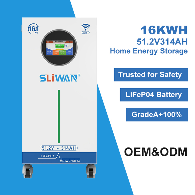 Custom OEM 16kWh 51.2V 314Ah LFP Battery Pack With Wheels Movable Design Hybrid Solar Inverter Power System Wholesale Price