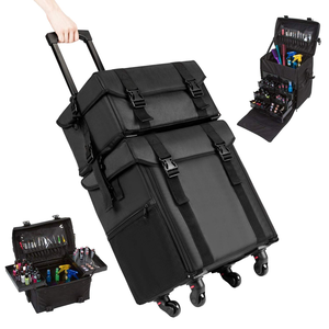 Bolsa de maquillaje con ruedas 2 en 1, estuche de maquillaje Oxford duradero con ruedas, bolsa de maquillaje con ruedas de viaje profesional - Product Image 4