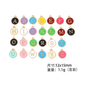 Round Double Sided Dripping <b>Charms</b> With English Letters And Numbers 0 9 For DIY Jewelry <b>Bracelets</b> Necklaces Pendants - Product Image 2