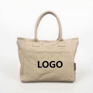 Sac fourre-tout en toile réutilisable et écologique avec fermeture éclair, personnalisable avec logo, multi-poches, idéal pour le travail et les trajets quotidiens - Product Image 1