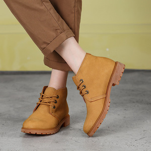 2025 nuovi stivali gialli a tubo corto retrò All-match nuovi stivali lacci Martin da <span class=keywords><strong>donna</strong></span> con suola morbida in vera pelle - Product Image 3