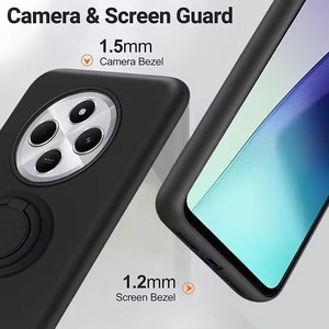 Coque de téléphone Redmi 14C en silicone TPU antichoc avec anneau rotatif à 360° et support/béquille, protection d'écran intégrée, unie - Product Image 2