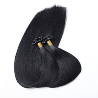 Extensiones de Cabello con Puntas K de Alta Calidad, Remy, Doble Trama, Negro Natural 1 #    Extensiones de Cabello de Queratina con Punta Plana 100% Cabello Humano para Salón