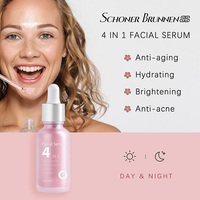 Marque privée Acide hyaluronique bio végétalien Niacinamide Vitamine C Vitamine E Sérum pour le visage Essence 4 en 1 Sérum pour le visage