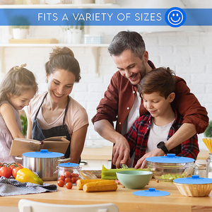 Lot de 5 couvercles en silicone réutilisables à ventouse pour bols, casseroles et tasses, avec poignées emboîtables naturelles et sûres pour les aliments - Product Image 6