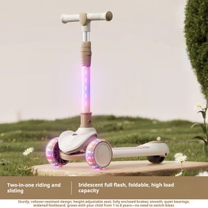 Trottinette pliable 3-en-1 <span class=keywords><strong>pour</strong></span> enfants avec roues LED clignotantes, siège réglable, jouet robuste <span class=keywords><strong>pour</strong></span> enfants <span class=keywords><strong>pour</strong></span> jouer en extérieur - Product Image 1