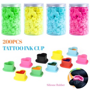 Disposable Tattoo Ink Cups 200pcs Heart Soft Silicone Pigment Holder for Eyebrow <b>Lip</b> Permanent Makeup - Product Image 1