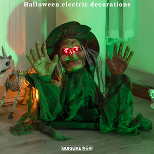 Décoration d'ambiance d'horreur pour maison hantée d'Halloween, pièce secrète, ornement électrique à induction, sorcière à moitié corps qui se balance et qui brille - Product Image 6