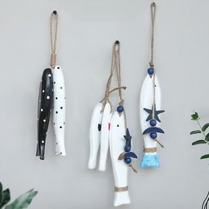 Décorations murales verticales en bois de style méditerranéen moderne, pendentif poisson, pour bar, restaurant, café, ornements artisanaux, <span class=keywords><strong>décoration</strong></span> intérieure - Product Image 1