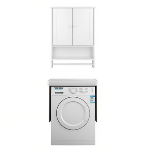 Gabinete de Pared con Doble Puerta para Baño, Estantes con Almacenamiento para Lavadora, 65 x 48.7 x 14.6 cm, Diseño Contemporáneo en Madera - Product Image 1