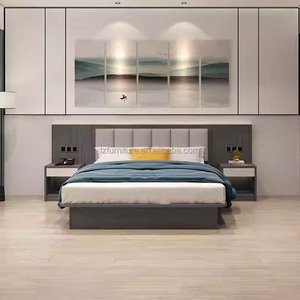 Economy Commercial Hotel Bedroom <b>Sets</b> <b>Single</b> Double King Size <b>Bed</b> Frame With Upholstered Headboard Nightstands For 3 Star Hotels - Product Image 4