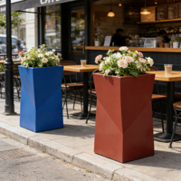 Grand bac à plantes carré en acier inoxydable pour jardin extérieur, pot à fleurs pour arbres, arbustes, cactus