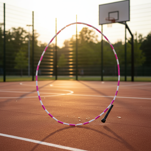 เชือกกระโดดสีชมพูและสีขาวขนาด 7 ฟุต พร้อมส่วนแบ่งพลาสติกสำหรับการออกกำลังกายและการฝึกซ้อม - Product Image 3