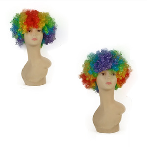 Cheveux synthétiques durables à haute température Perruque de clown courte de haute qualité pour les fans de la coupe du monde Fête pour enfants adultes Petite taille de bonnet - Product Image 3
